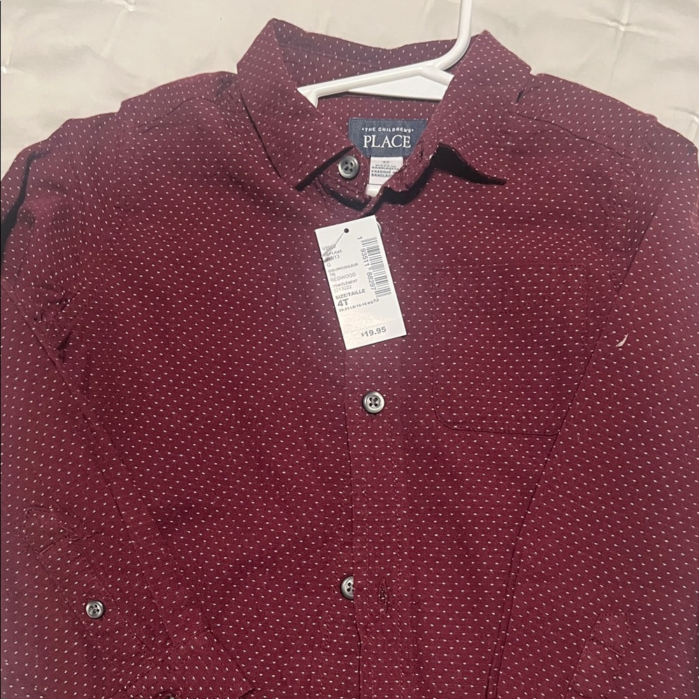 The Children's Place  Maroon Polka Dot Shirt